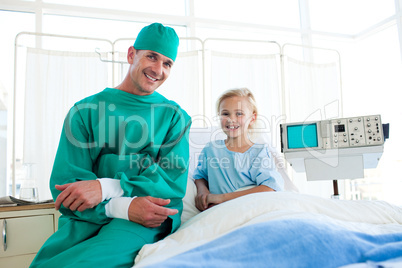 Surgeon with patient