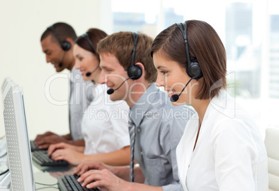 business people in a call center