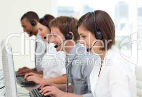 business people in a call center