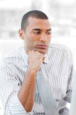 Bored businessman at his desk