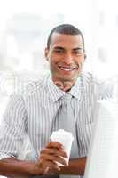 businessman drinking a coffee