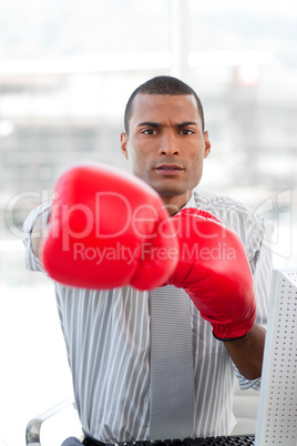 businessman with boxing gloves