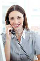 Attractive businesswoman on phone