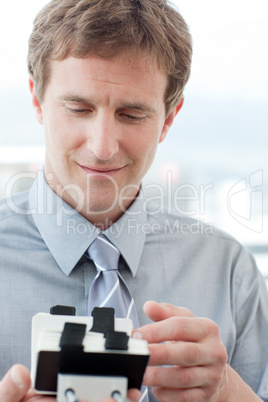 Businessman with card holder
