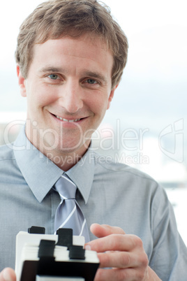 businessman with card holder