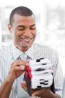 businessman with card holder