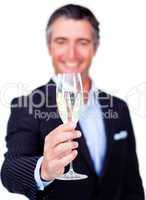 businessman toasting with Champagne
