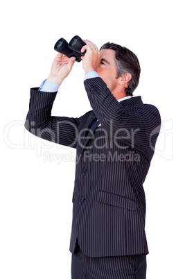 businessman looking through binoculars