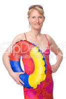 Frau mit Schwimmreifen