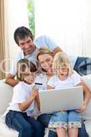 Young family shopping online