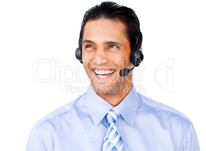 Young businessman with headset
