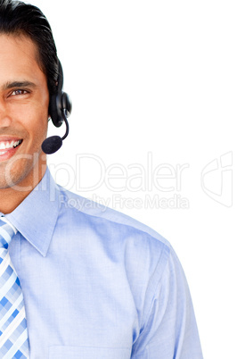 service agent with headset on