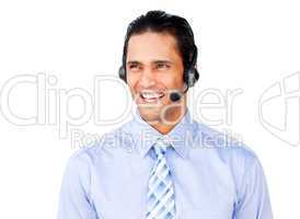 businessman with headset on