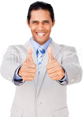 businessman with thumbs up