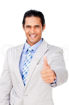 businessman with thumb up