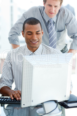 businessman working at a computer
