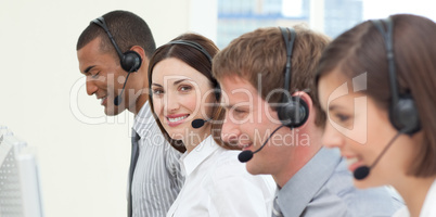 business people with headset on