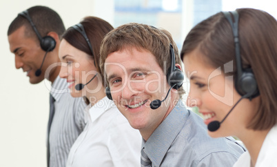 Business people with headset on