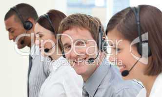 Business people with headset on