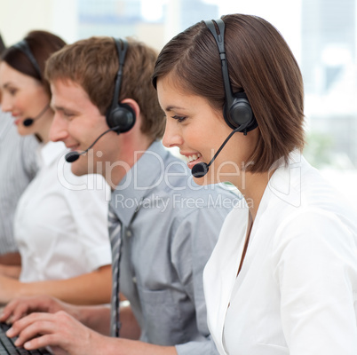 business team with headset on