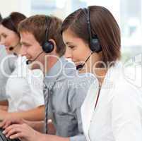 business team with headset on