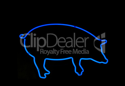 Neon Pig Shaped Sign