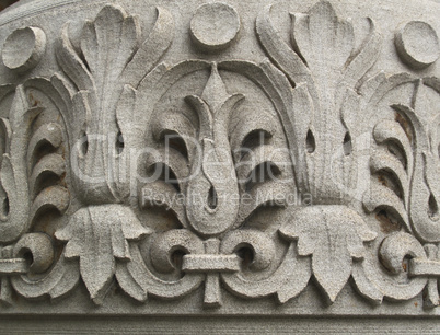 Floral pattern carved into stone