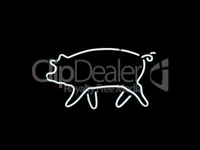 Neon pig-shaped sign