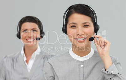 service agents with headset on