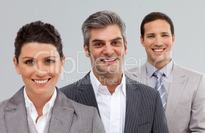 Smiling business people