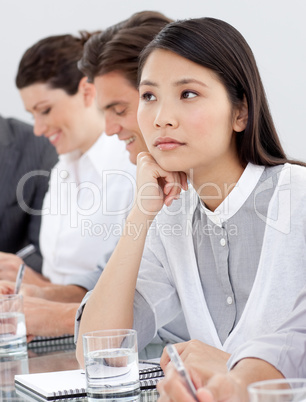 businesswoman bored at a presentation