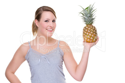 Woman with pineapple