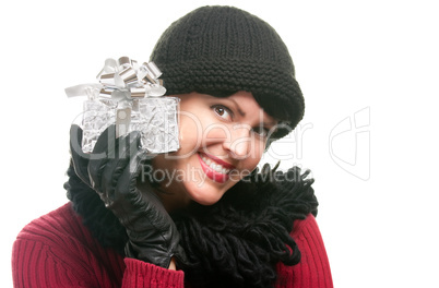 Pretty Woman Holding Holiday Gift