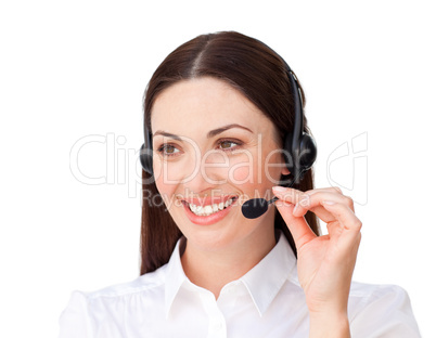 businesswoman with headset on