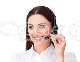 businesswoman with headset on