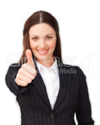 businesswoman with thumb up