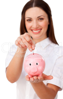 businesswoman saving money