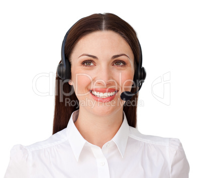 businesswoman with headset on