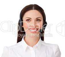 businesswoman with headset on