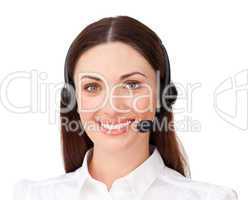 businesswoman with headset on