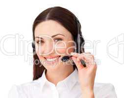 businesswoman with headset on