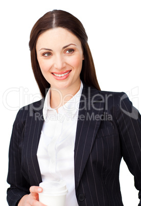 businesswoman with a drinking cup