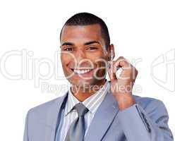 businessman with headset on