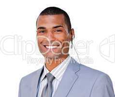 businessman with headset on