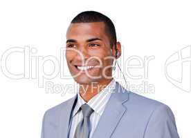 businessman with headset on