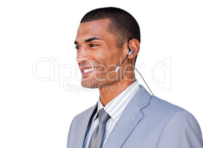 businessman with headset on