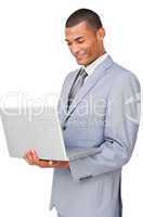Young businessman using a laptop