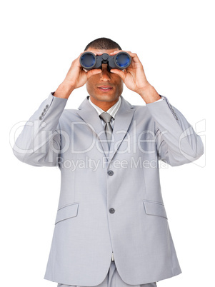 businessman using binoculars