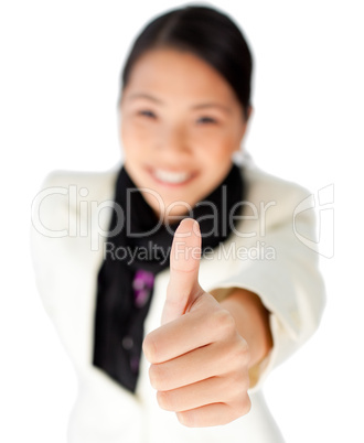 Businesswoman with thumb up