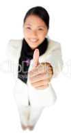 businesswoman with thumb up